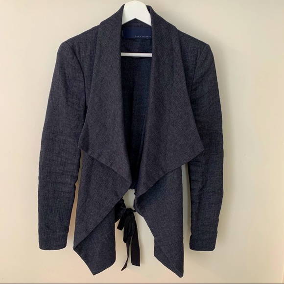 Zara Jackets & Blazers - Zara Navy Linen & Wool Cardigan Jacket - S